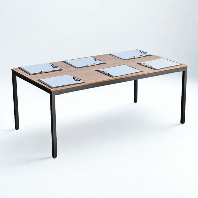 THÔNG TIN CHI TIẾT SẢN PHẨM  Mã sản phẩm: HBUC067 Công năng sử dụng: bàn họp, bàn làm việc nhóm,... Chất liệu: Gỗ plywood, đã xử lý chà nhám và chống thấm Khung chân sắt hộp 25x50mm và 40x40mm, loại dày 1.2mm, sơn tĩnh điện Kích thước(D x R x C): 180x100x75cm Màu sắc: Gỗ có 3 màu vân tùy chọn - Chân sắt màu trắng/đen Bảo hành: 12 tháng