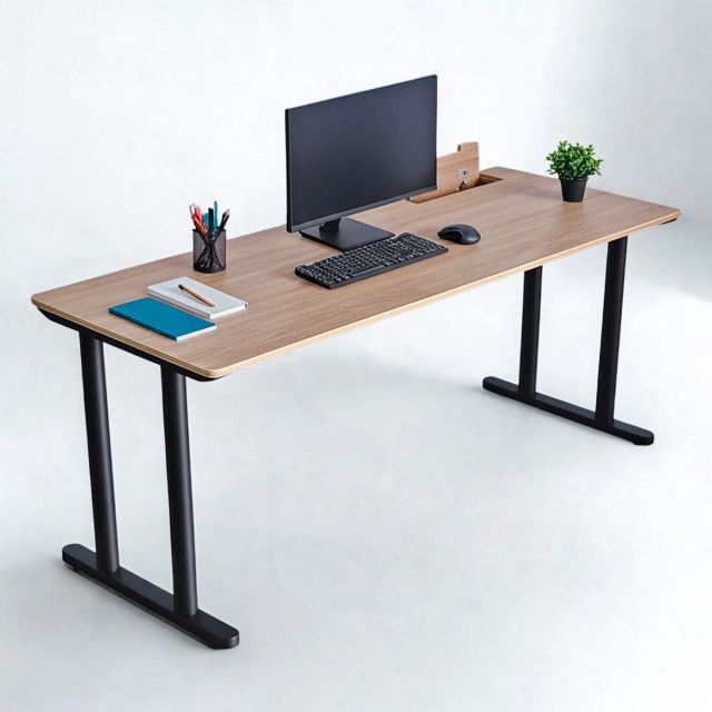 Bàn làm việc có hộp điện 180x70cm gỗ plywood hệ TIO HBTO032