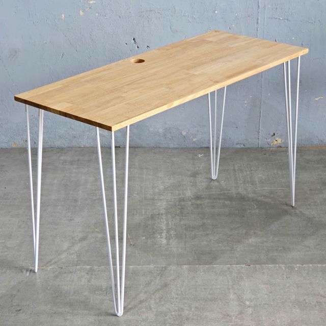 Bàn làm việc 120x50cm gỗ cao su chân sắt Hairpin SPD68213