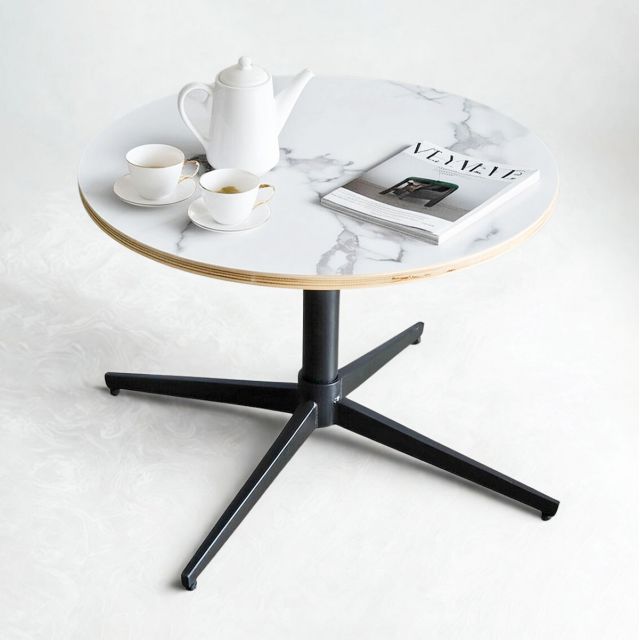 Bàn trà tròn 60x60cm gỗ plywood vân giả đá TT68326