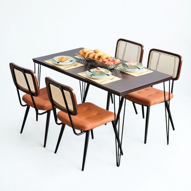 Combo bàn ăn chữ nhật và 4 ghế Copine BBA204