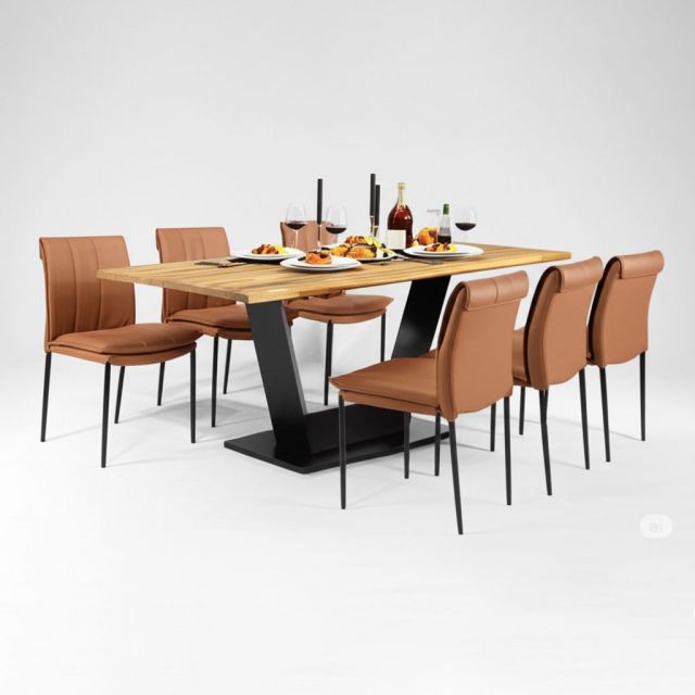 Combo bàn ăn chữ nhật và 6 ghế BBA206