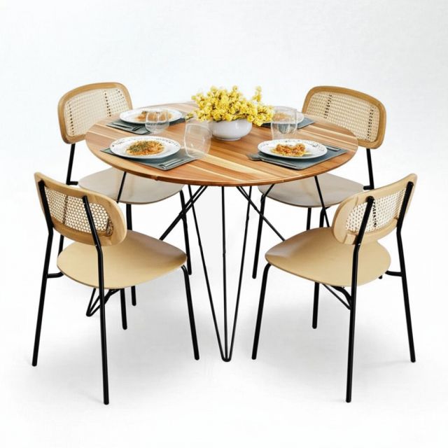 Combo bàn ăn tròn và 4 ghế ăn BBA212