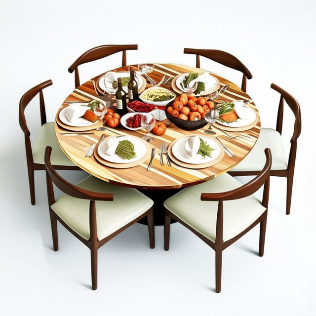 Combo bàn ăn tròn và 6 ghế bull BBA211