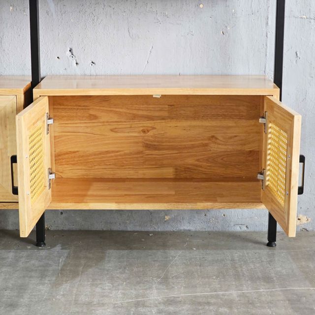 Kệ sách áp tường có tủ 149x30x180cm gỗ cao su KS68271