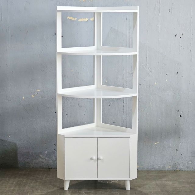 Kệ góc tường có ngăn tủ 50x50x160cm gỗ cao su KGT68048