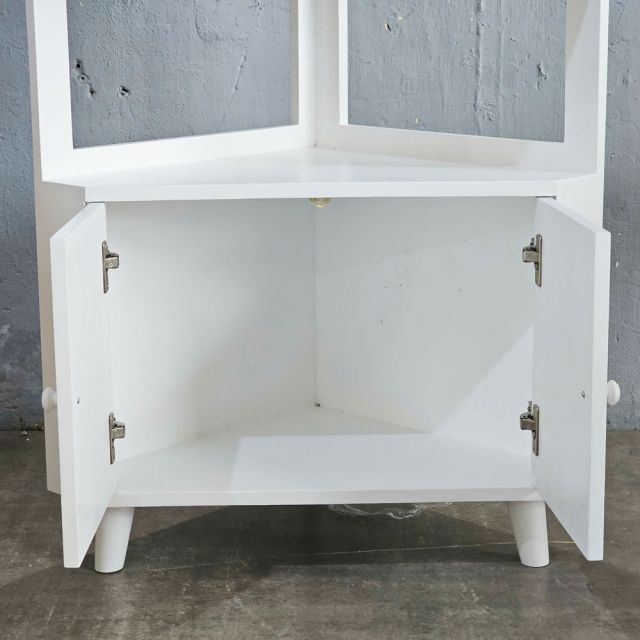 Kệ góc tường có ngăn tủ 50x50x160cm gỗ cao su KGT68048