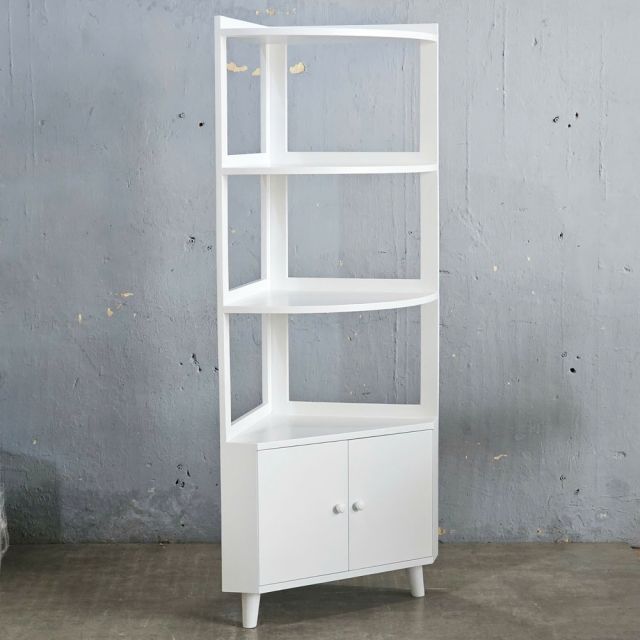 Kệ góc tường có ngăn tủ 50x50x160cm gỗ cao su KGT68048