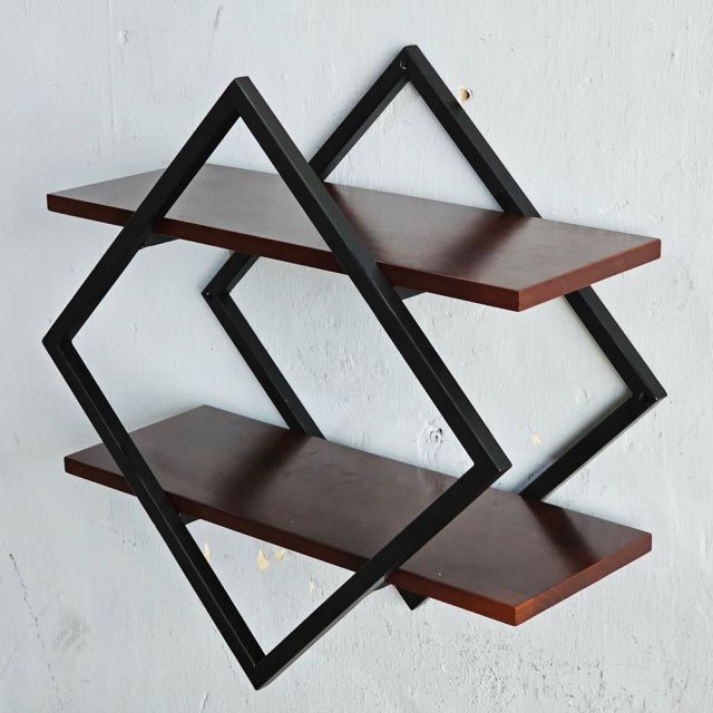 Kệ treo tường 2 tầng 60x25x60cm gỗ cao su KS68334