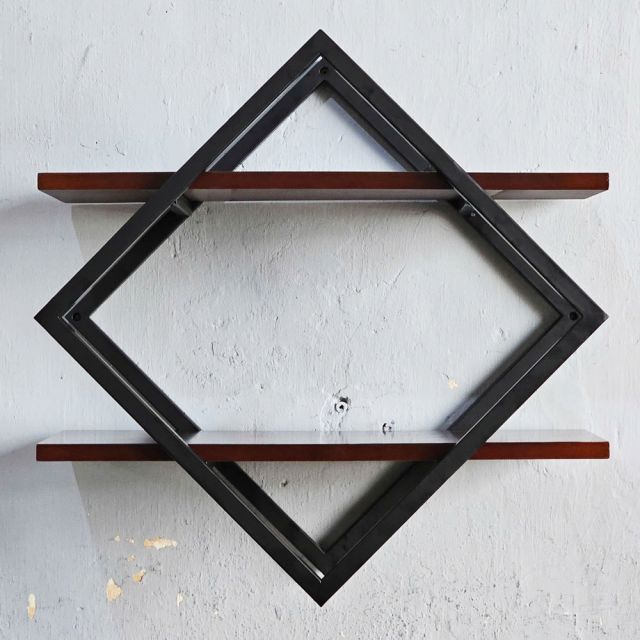Kệ treo tường 2 tầng 60x25x60cm gỗ cao su KS68334