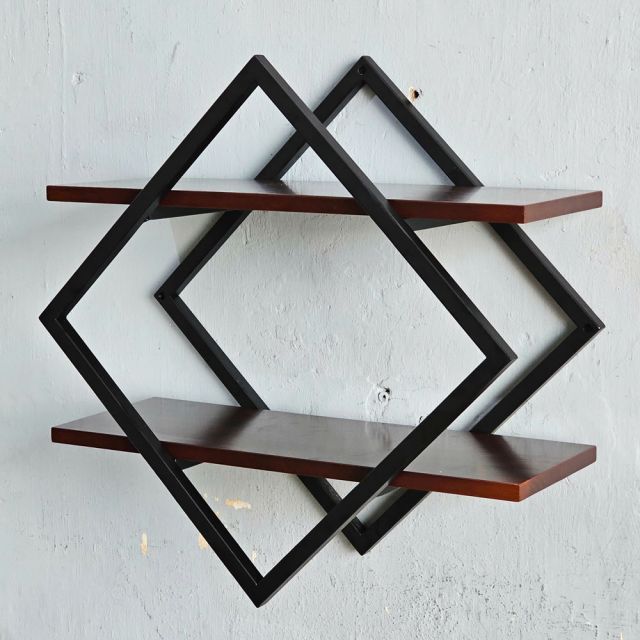 Kệ treo tường 2 tầng 60x25x60cm gỗ cao su KS68334