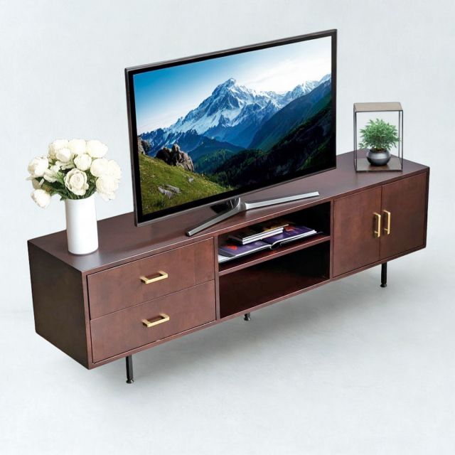 Kệ TV phòng khách 180x40x55cm gỗ cao su KTV68121