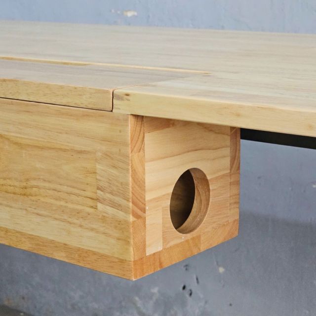 Bàn cụm 2 người có hộp điện 230x60cm gỗ cao su HBRT113