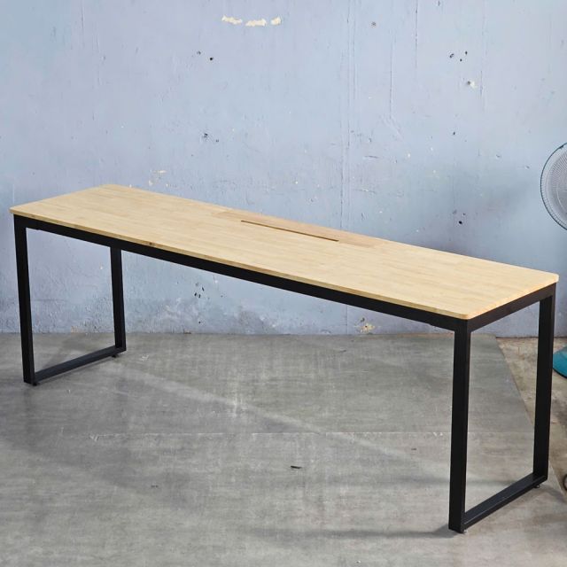 Bàn cụm 2 người có hộp điện 230x60cm gỗ cao su HBRT113