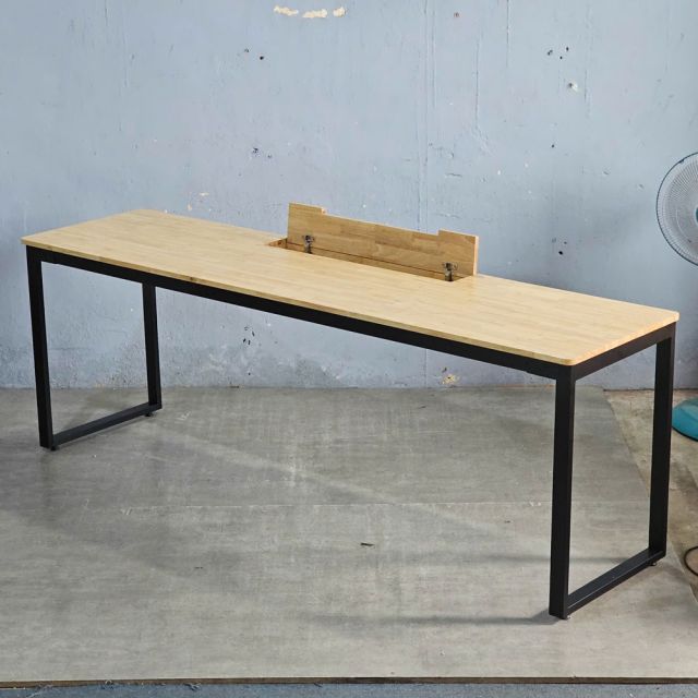Bàn cụm 2 người có hộp điện 230x60cm gỗ cao su HBRT113