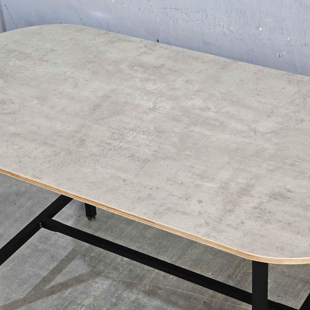 Bàn ăn oval 160x80cm DELY gỗ cao su chân sắt BA68085