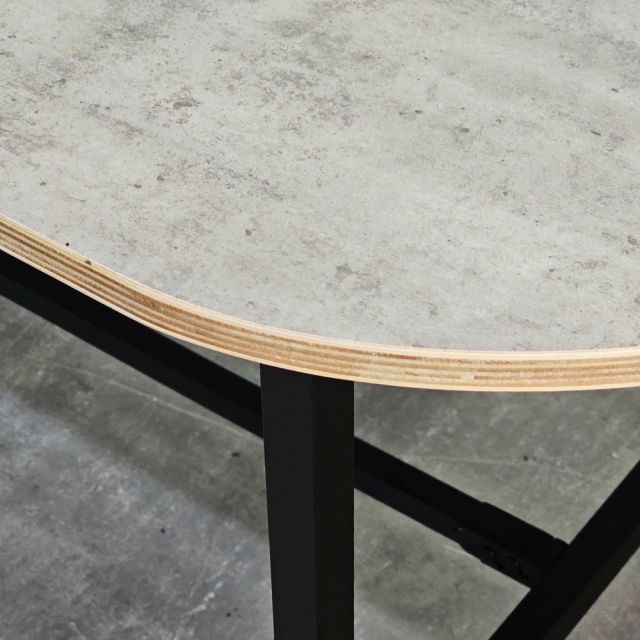 Bàn ăn oval 160x80cm DELY gỗ cao su chân sắt BA68085