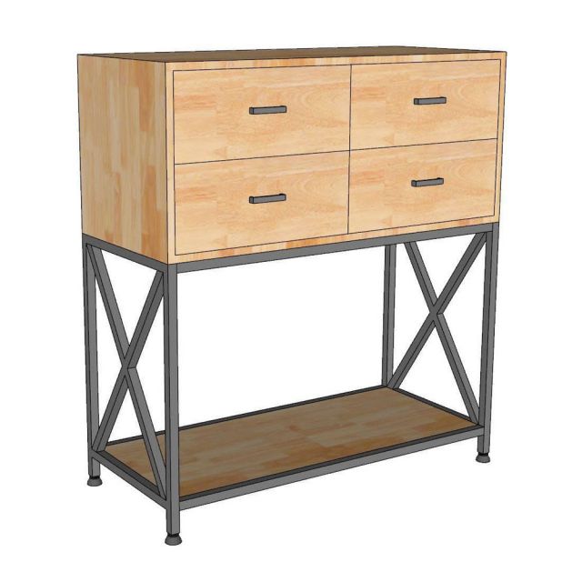 Bàn console 4 ngăn tủ 90x40x100cm gỗ cao su CST109