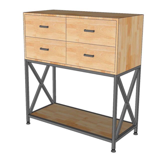 Bàn console 4 ngăn tủ 90x40x100cm gỗ cao su CST109