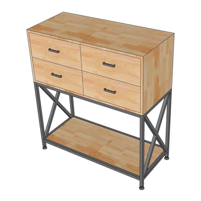 Bàn console 4 ngăn tủ 90x40x100cm gỗ cao su CST109