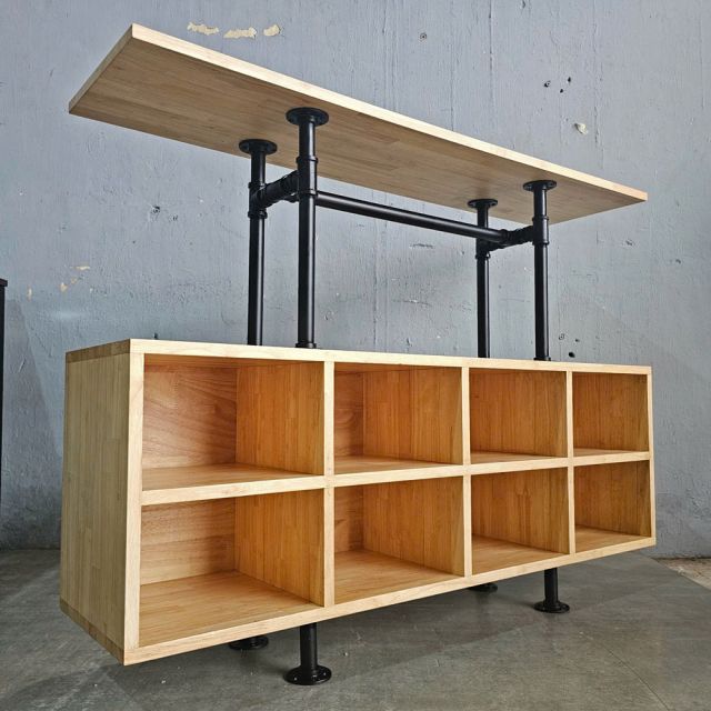 Bàn console ống nước 120x30x90cm gỗ cao su CST110