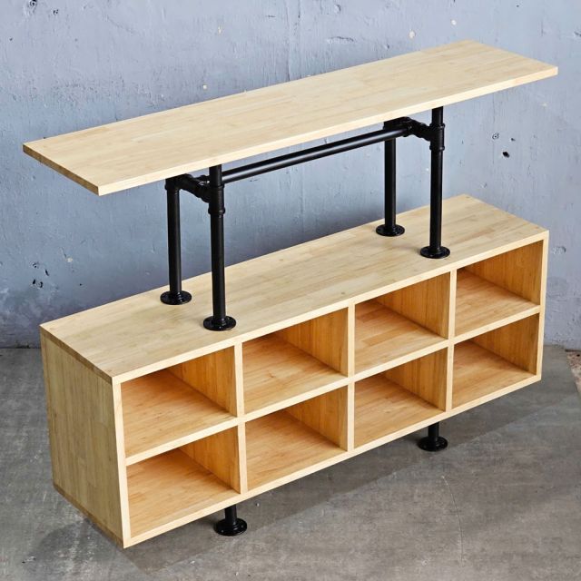 Bàn console ống nước 120x30x90cm gỗ cao su CST110