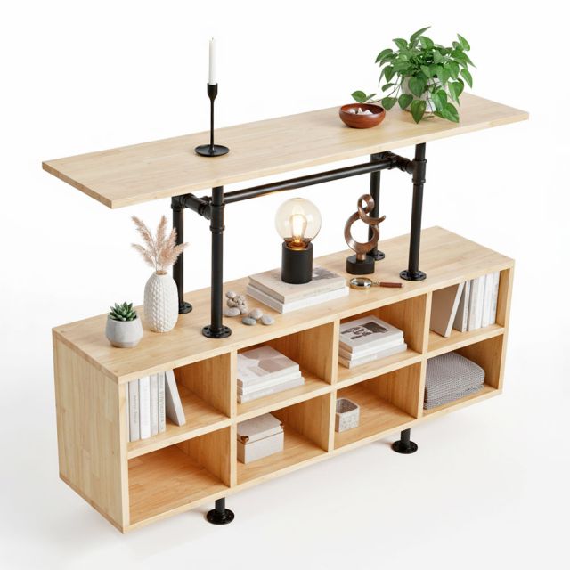 Bàn console ống nước 120x30x90cm gỗ cao su CST110