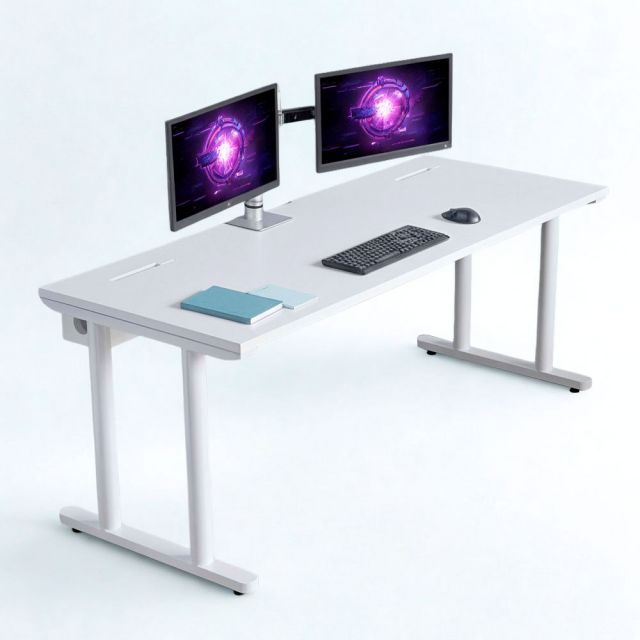 Bàn làm việc có hộp điện 180x70cm gỗ tràm hệ TIO HBTO035