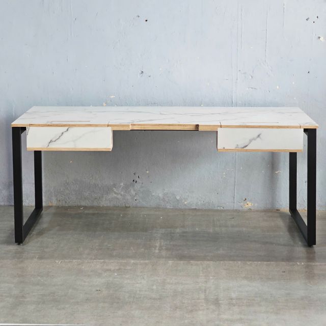 Bàn làm việc có hộp điện 180x80cm gỗ plywood vân giả đá HBRT114