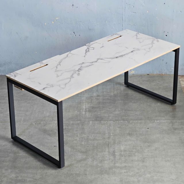 Bàn làm việc có hộp điện 180x80cm gỗ plywood vân giả đá HBRT114