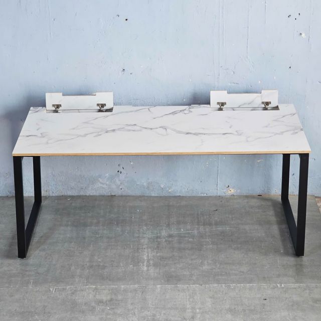 Bàn làm việc có hộp điện 180x80cm gỗ plywood vân giả đá HBRT114