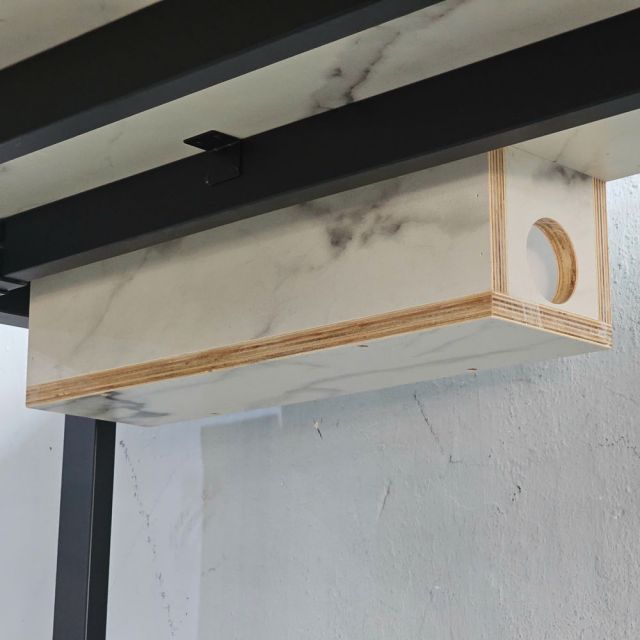 Bàn làm việc có hộp điện 180x80cm gỗ plywood vân giả đá HBRT114