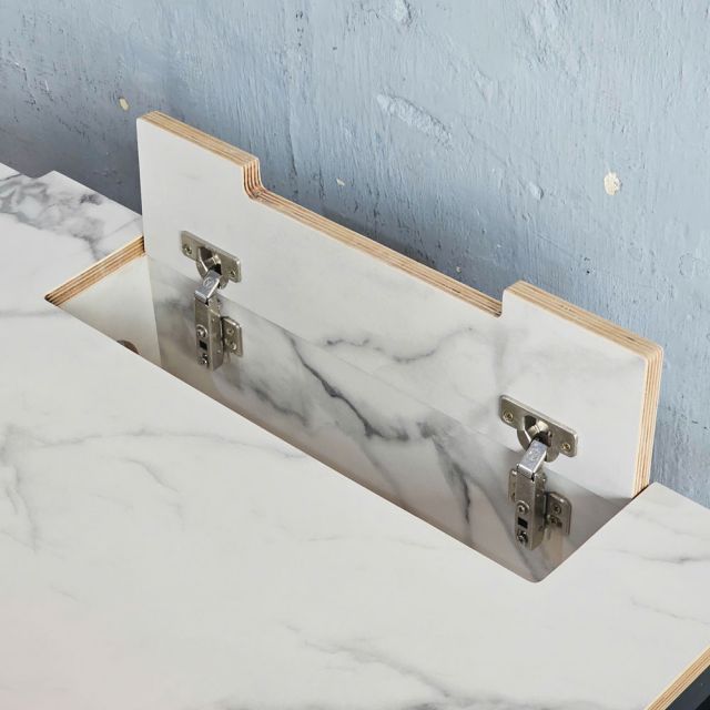 Bàn làm việc có hộp điện 180x80cm gỗ plywood vân giả đá HBRT114