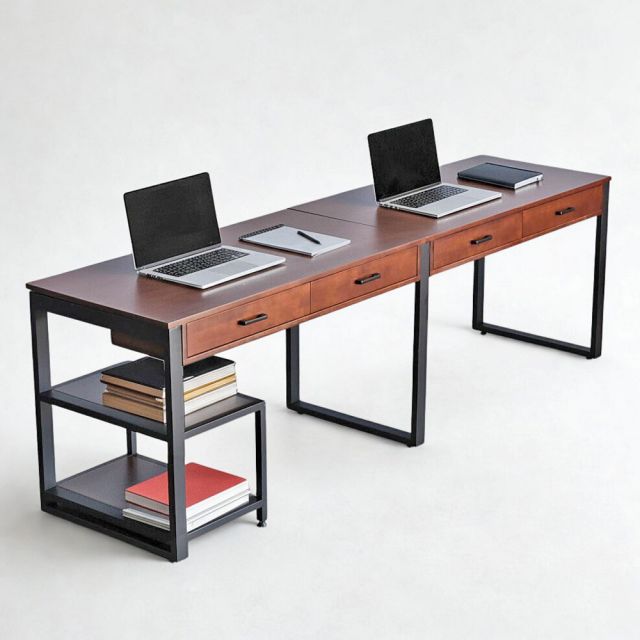 Bàn cụm 2 người 240x60cm gỗ cao su HBRT115