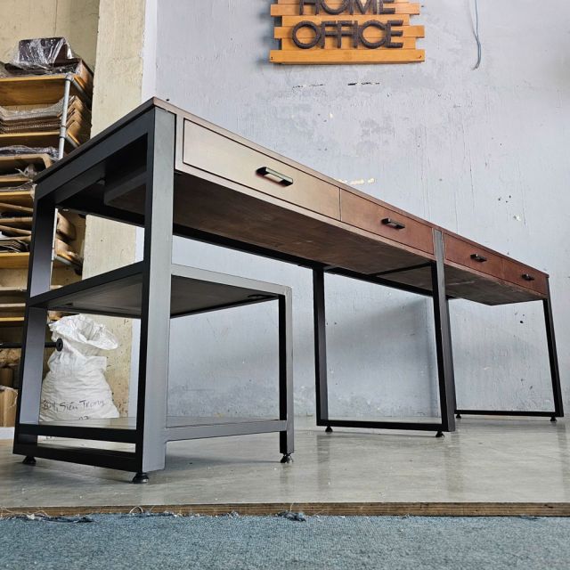 Bàn cụm 2 người 240x60cm gỗ cao su HBRT115