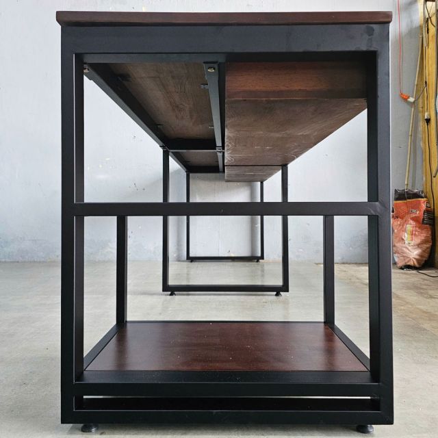 Bàn cụm 2 người 240x60cm gỗ cao su HBRT115