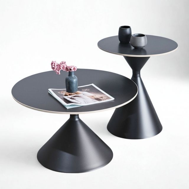 Bộ bàn trà tròn chân sắt mặt đá TT68327