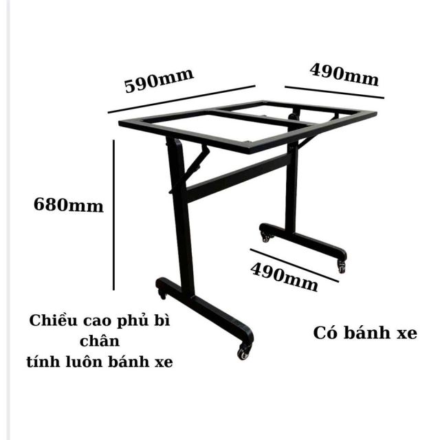 Chân sắt di động 60x50x68cm mặt gấp gọn CHB68075