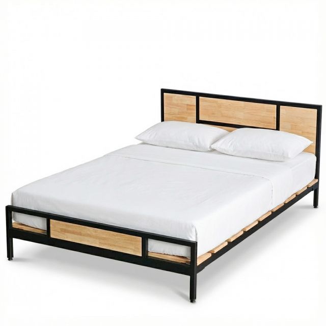 Giường ngủ lắp ráp 140x200cm gỗ cao su GN68052