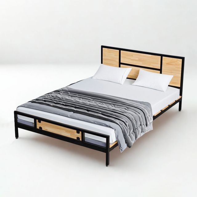 Giường ngủ lắp ráp 140x200cm gỗ cao su GN68052 Giường ngủ lắp ráp 140x200cm gỗ cao su GN68052