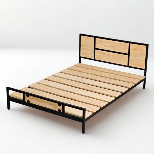 Giường ngủ lắp ráp 140x200cm gỗ cao su GN68052