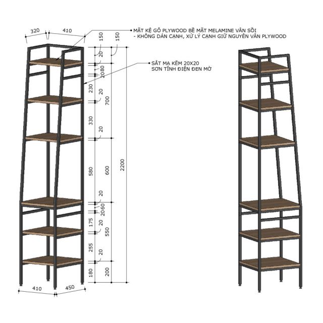 Kệ trang trí 41x45x200cm gỗ plywood KTT68038