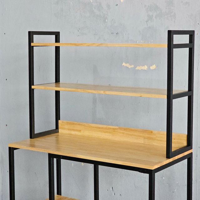 Kệ máy 3 tầng giặt gỗ cao su khung sắt KMG68006