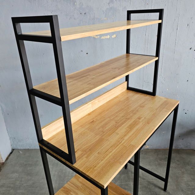 Kệ máy 3 tầng giặt gỗ cao su khung sắt KMG68006