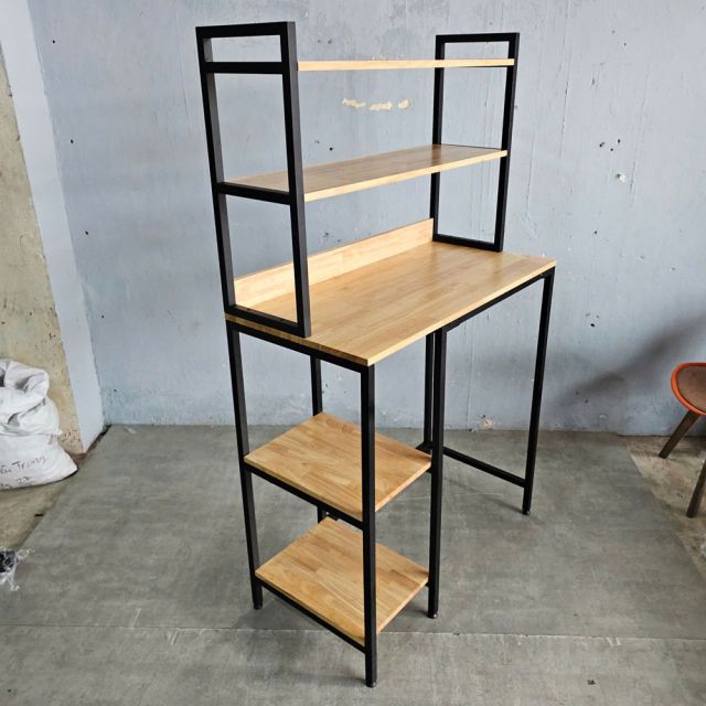 Kệ máy 3 tầng giặt gỗ cao su khung sắt KMG68006