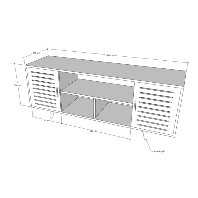 Kệ TV Codia 160x35x50cm gỗ cao su KTV68122