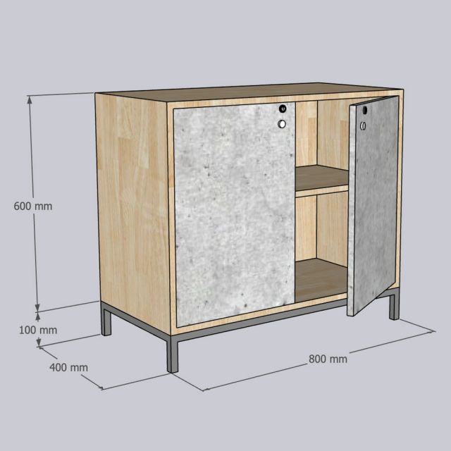Tủ hồ sơ 2 cánh 80x40x70cm gỗ cao su THS68088