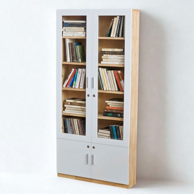 Tủ sách cửa kính 82x18x173cm gỗ cao su KS68337