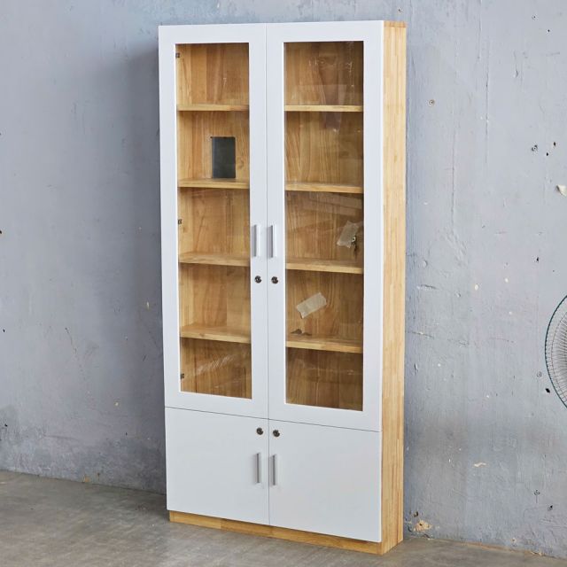 Tủ sách cửa kính 82x18x173cm gỗ cao su KS68337
