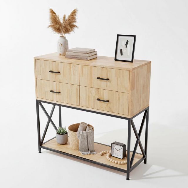 Bàn console 4 ngăn tủ 90x40x100cm gỗ cao su CST109